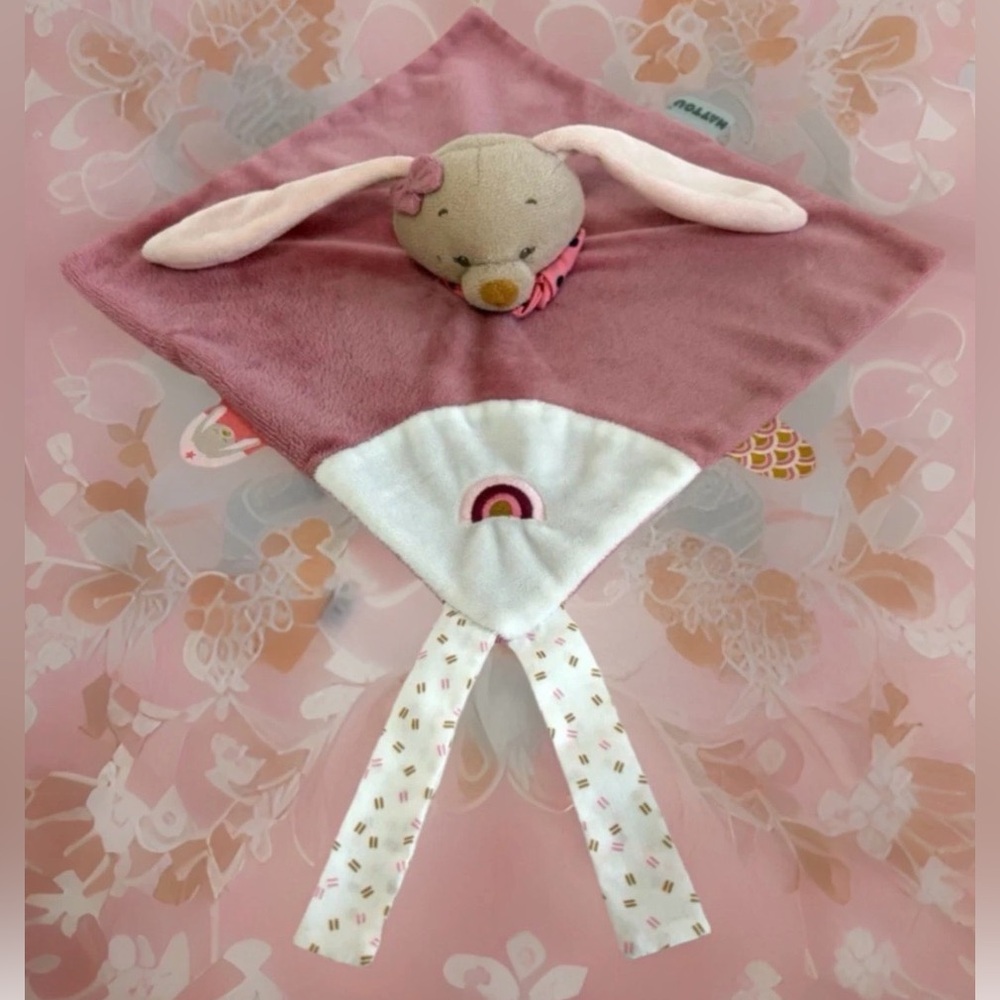 NATTOU Lovey Pauline Pink Bunny Rabbit Soft Sensory Comfort Blanket Baby Newborn